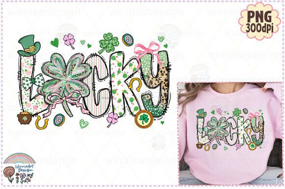 Lucky Brushstroke Glitter Patricks Day: T-Shirt Graphics