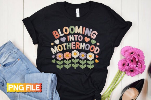 Mother’s Day PNG: Blooming into Motherhood T-Shirt Graphics