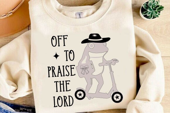 Off to Praise the Lord Frog PNG: Graphics for T-Shirt Designs