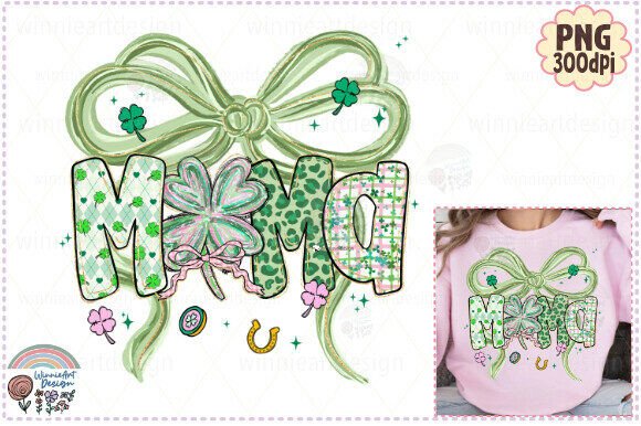 St Patricks Day Lucky Mama Brushstroke Graphics for T-Shirt Designs