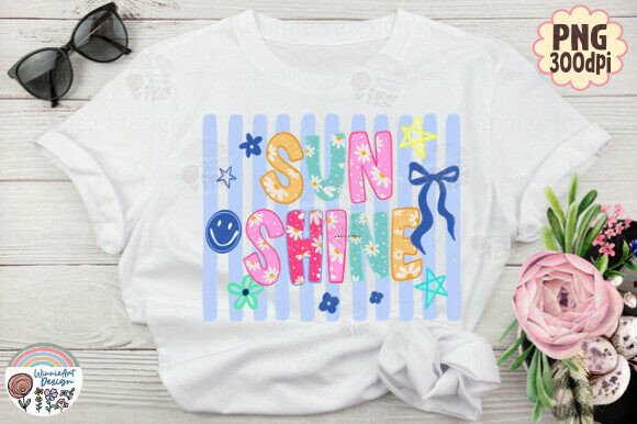 Sunshine Preppy Summer Flower Dots Bow Graphics & T-Shirt Designs